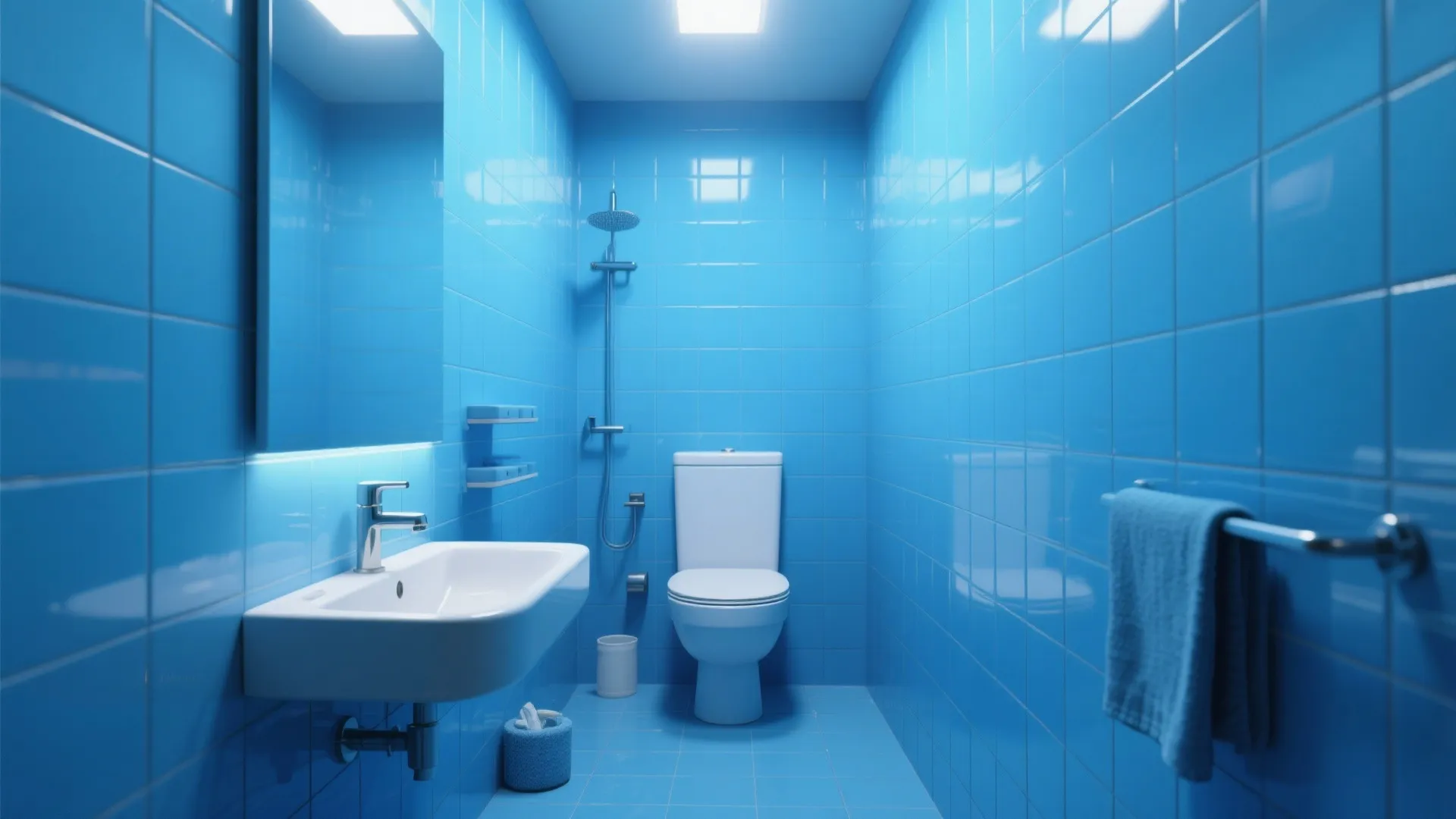 7. Monochrome Blue Bathrooms
