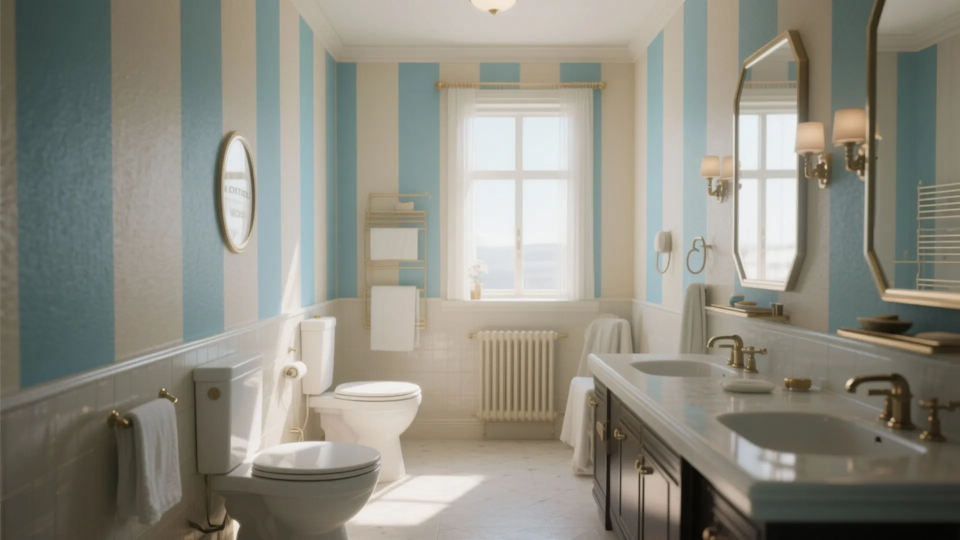 7. Blue and Beige Vertical Stripes