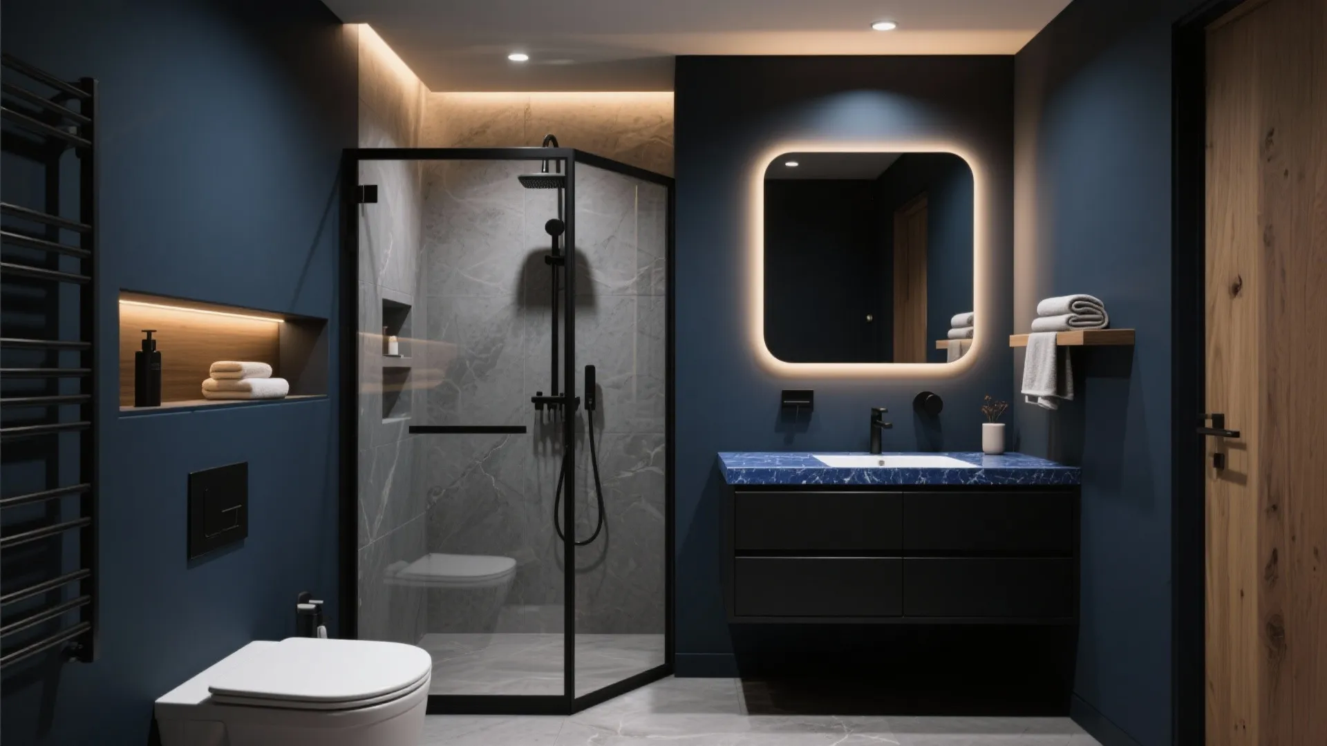 Blue & Black Bathroom Ideas — 5 Inspirations: Bold blue and black bathroom ideas to maximize style in small spaces