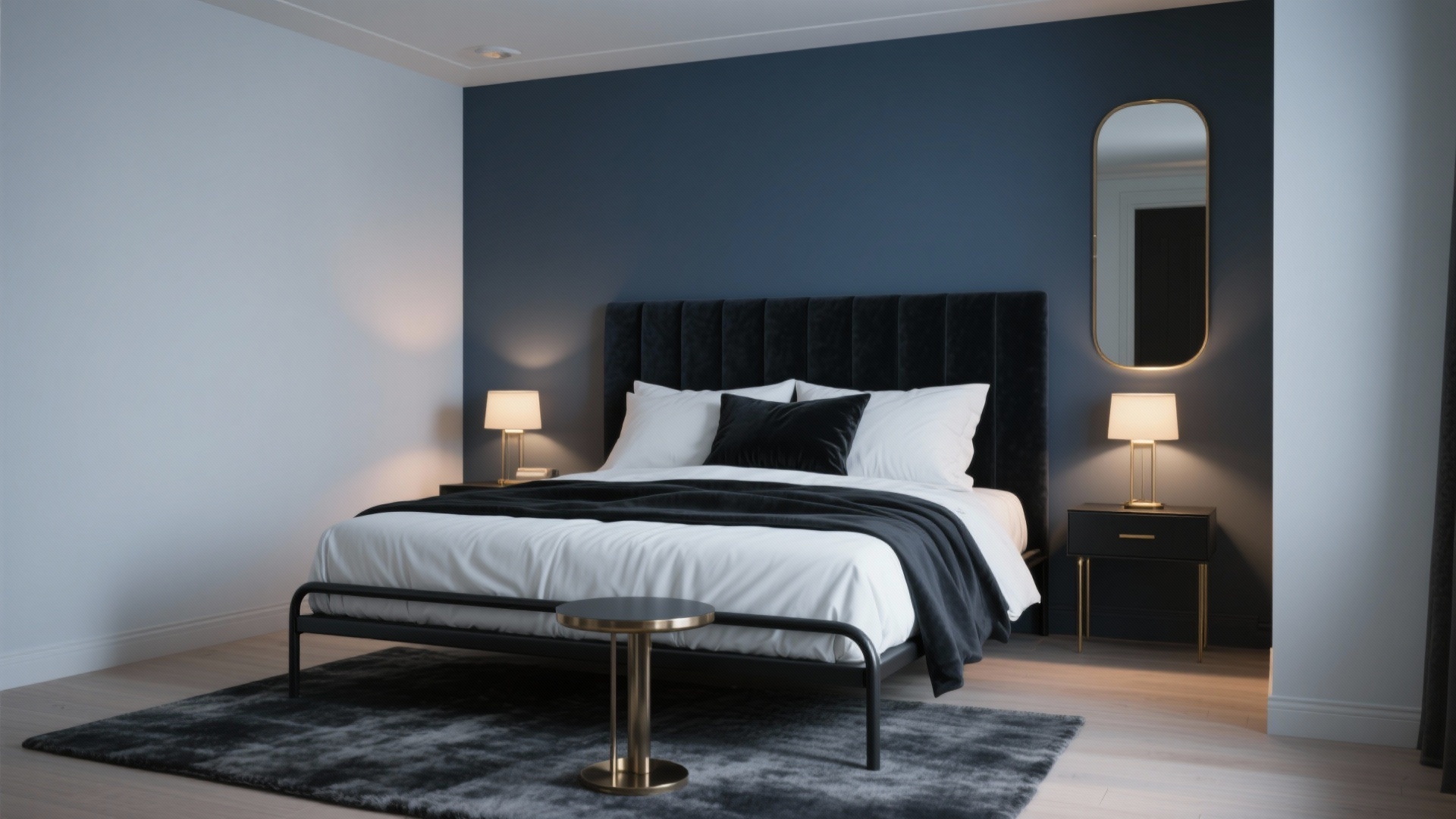 5 Blue and Black Bedroom Decorating Ideas, image size:1920x1080