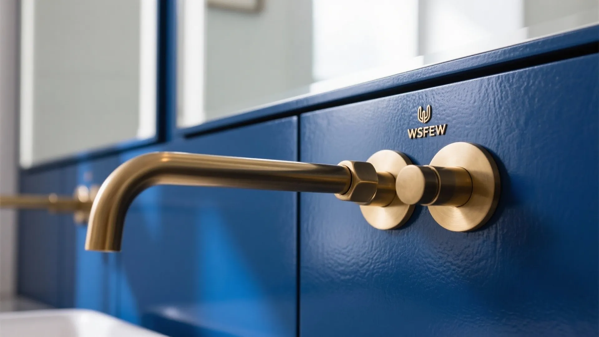 3. Dark Blue & Brass Accents