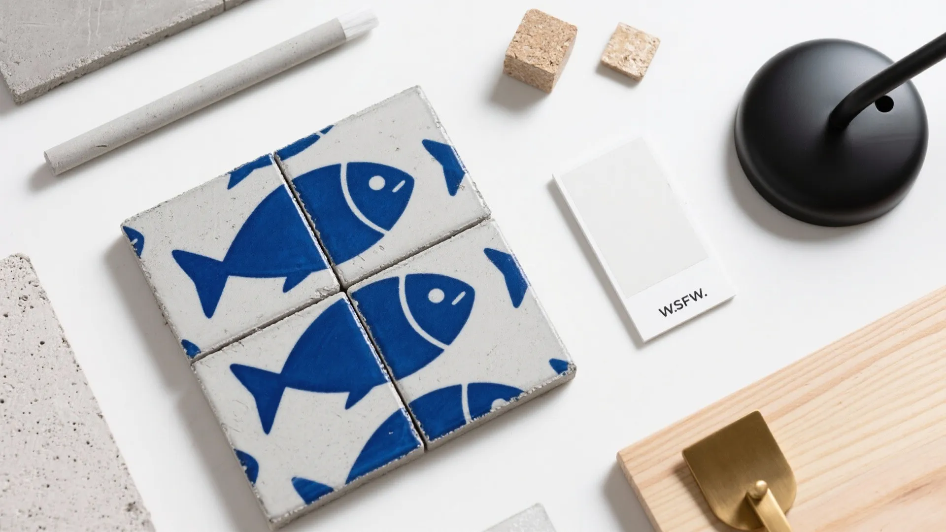 Bold Blue Fish Patterned Cement Tiles