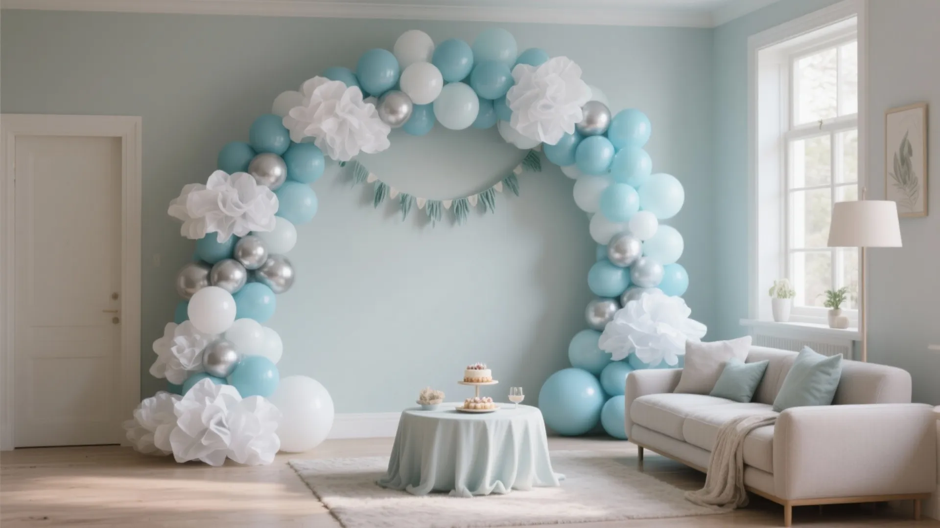 Balloon & Cloud Arch in Soft Blues