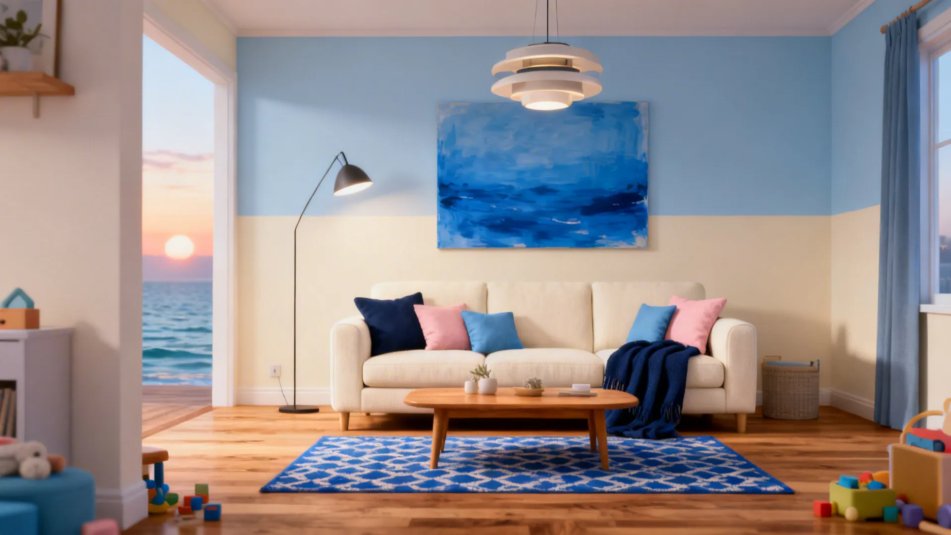 Modern Blue & Cream Living Room Ideas