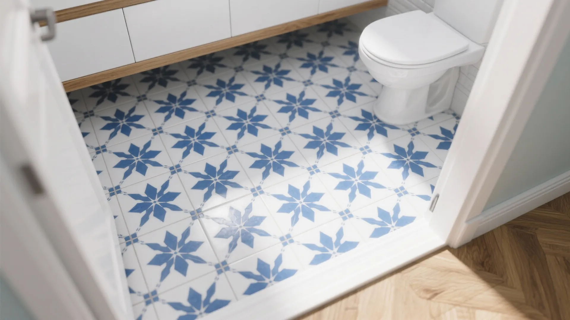 Patterned Blue Floor to Ground the Space