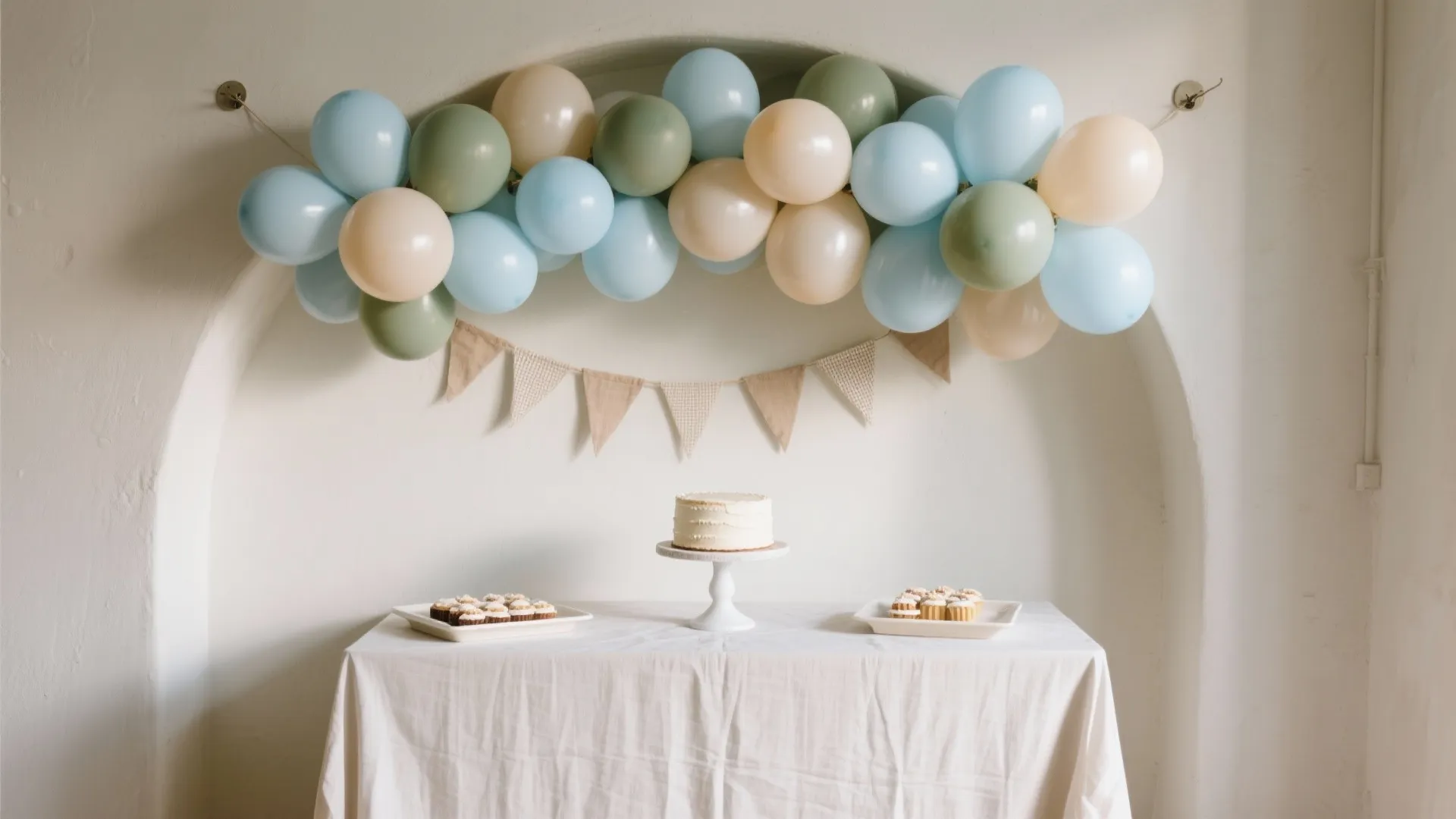 Balloon Garland in Soft Blues and Neutrals