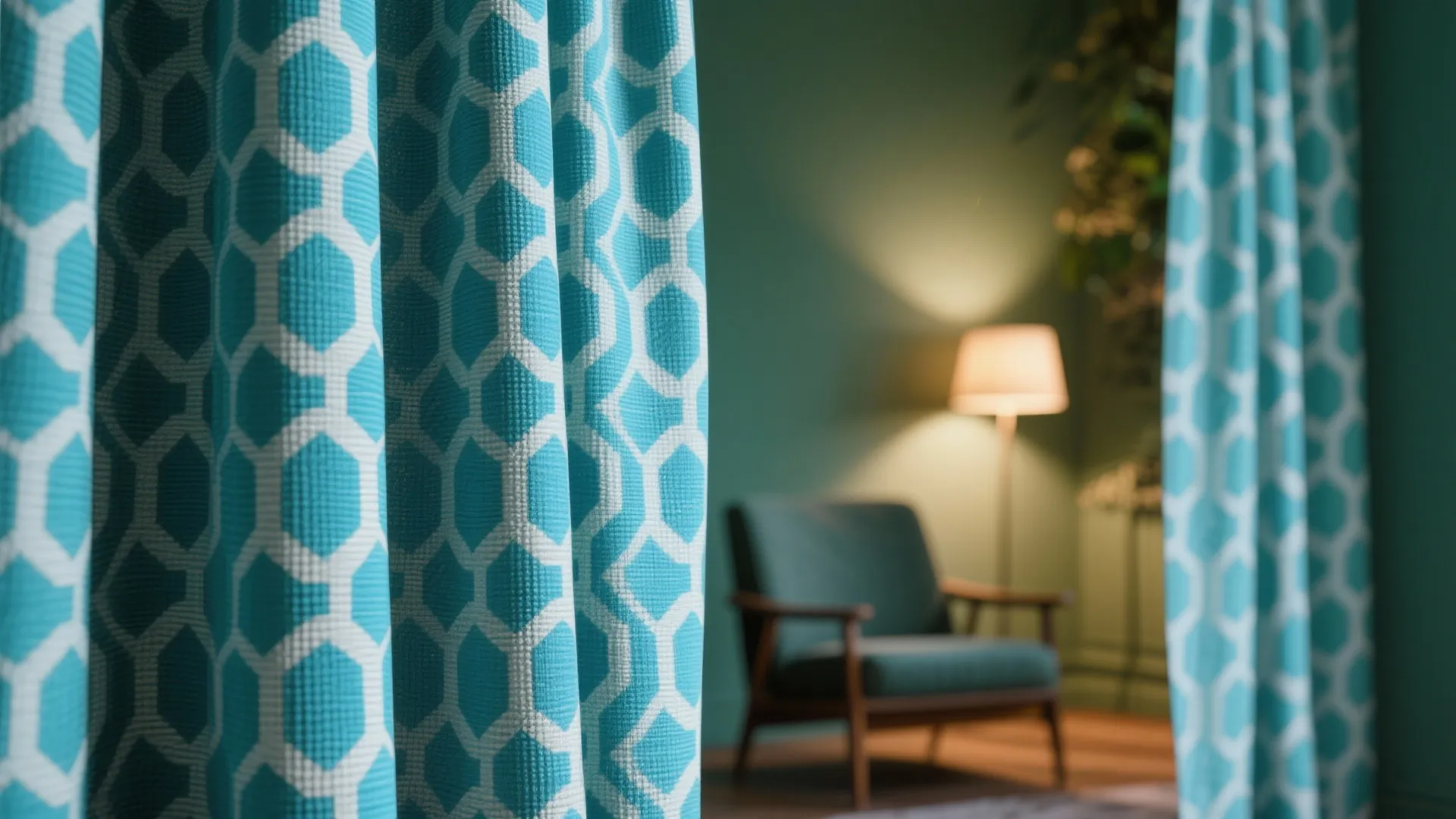 4. Patterned Mix: Blue Geometrics on Green Ground