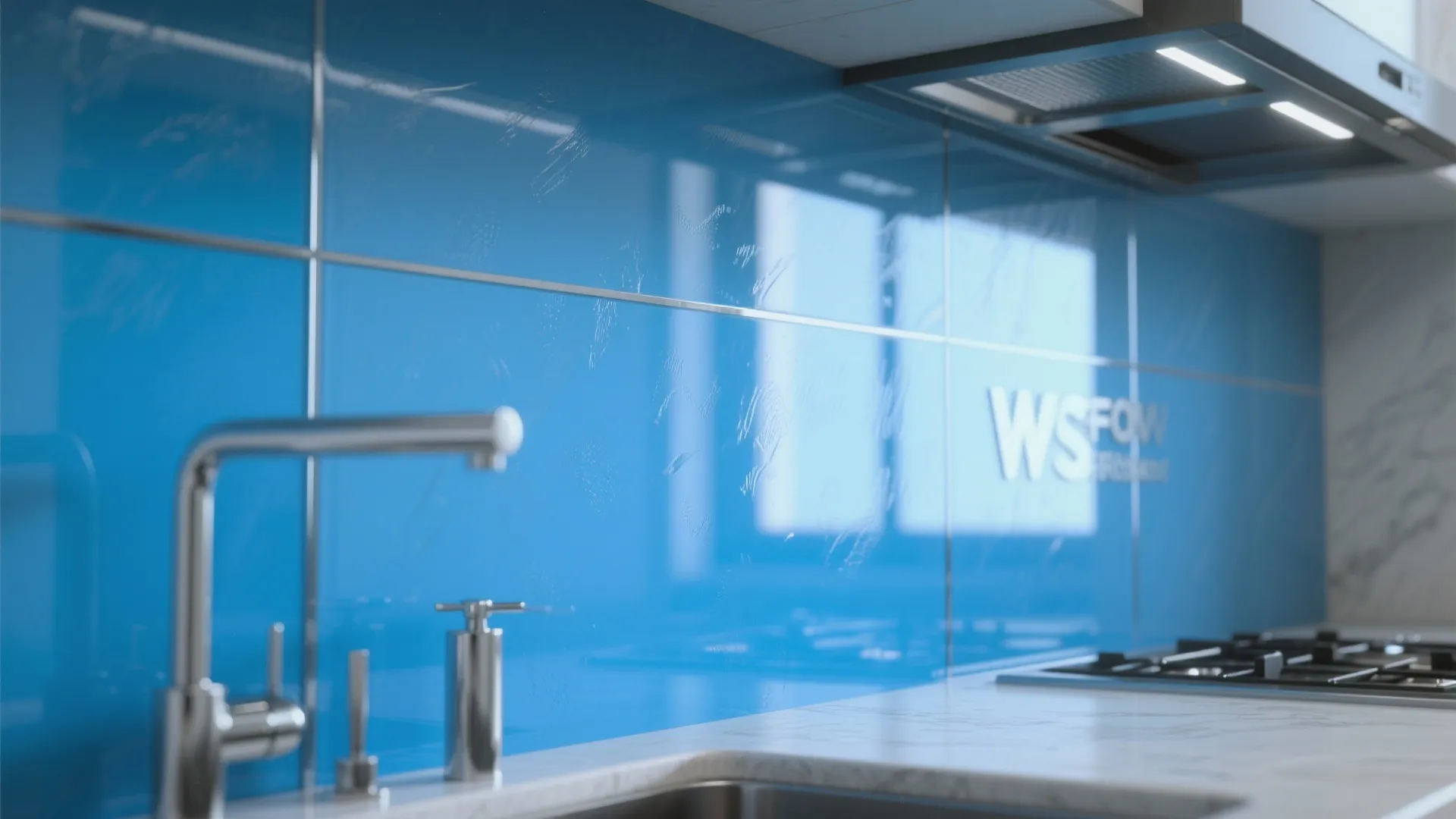 5. Glass or Mirror-Backed Blue Panels