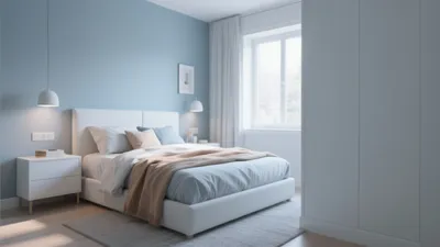 Serene Blue Bedroom Design with Modern Touches