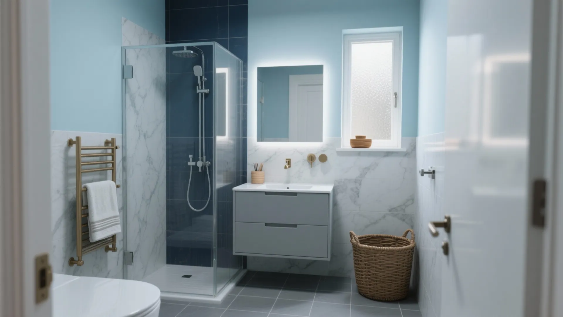 Blue & Gray Bathroom Ideas — 5 Small-Space Inspirations: How to design a blue and gray bathroom that feels spa-like in any small home