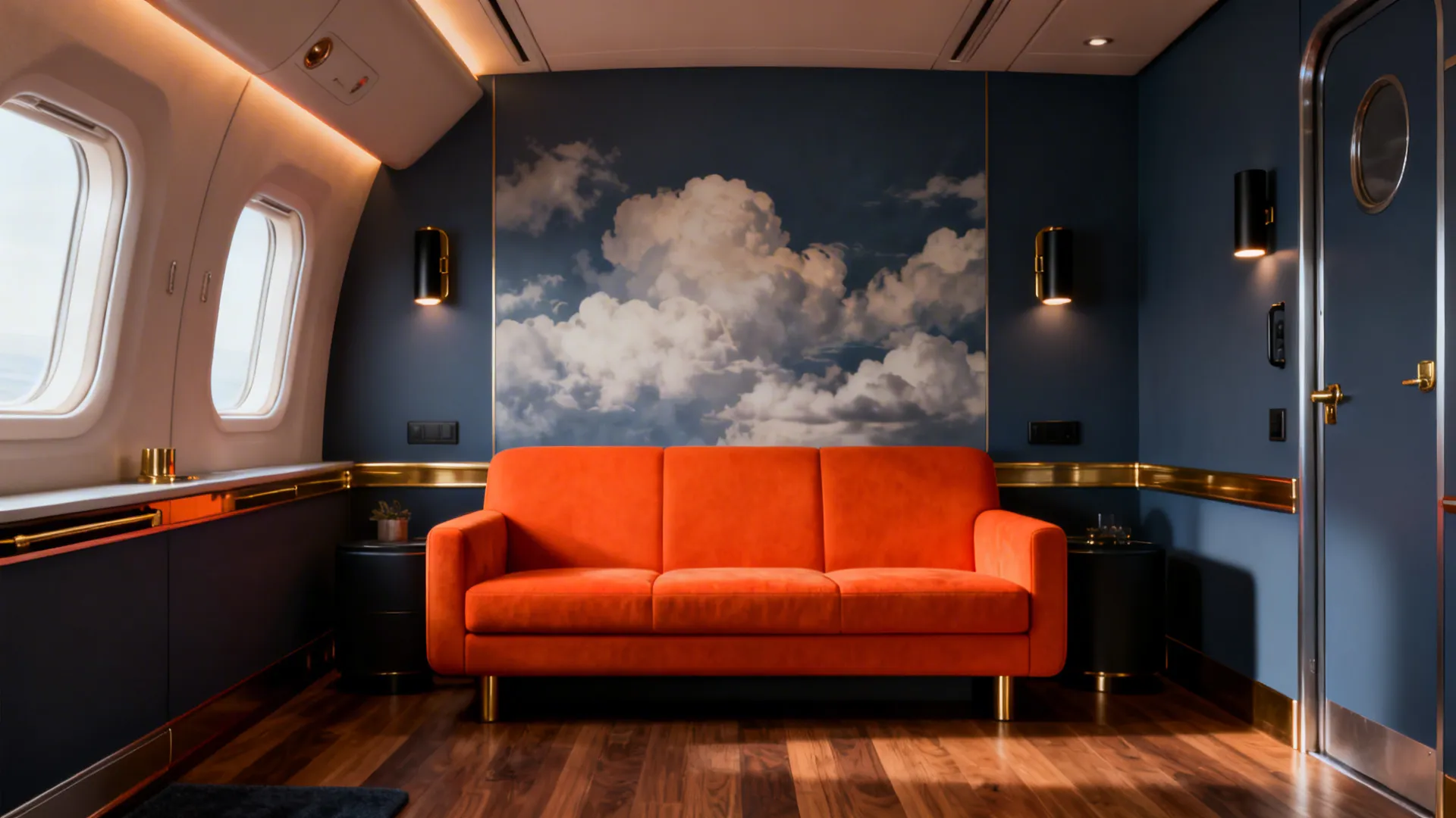 Blue Gray and Orange Living Room Ideas