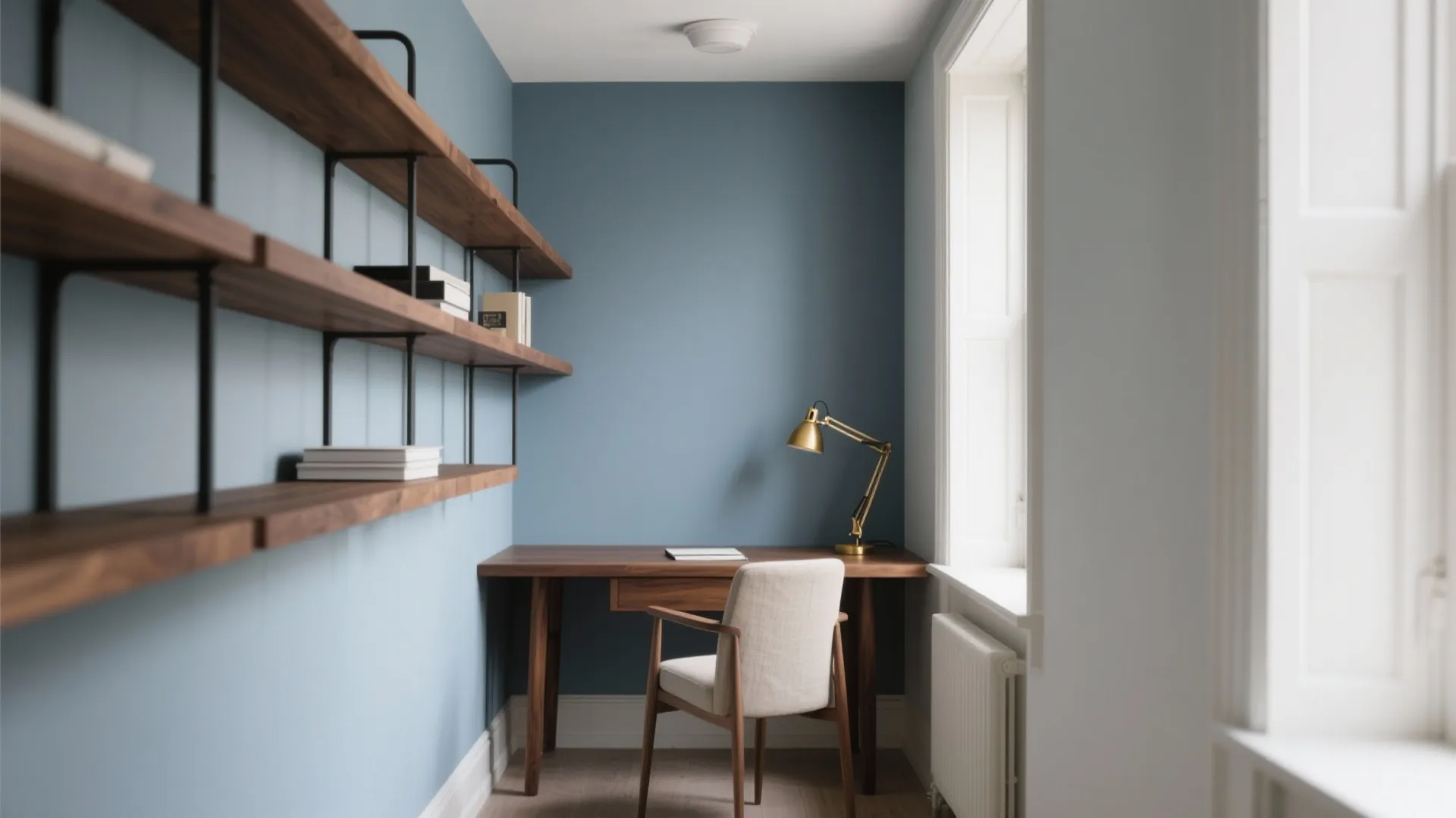 Blue-Gray Accent Wall for Concentration