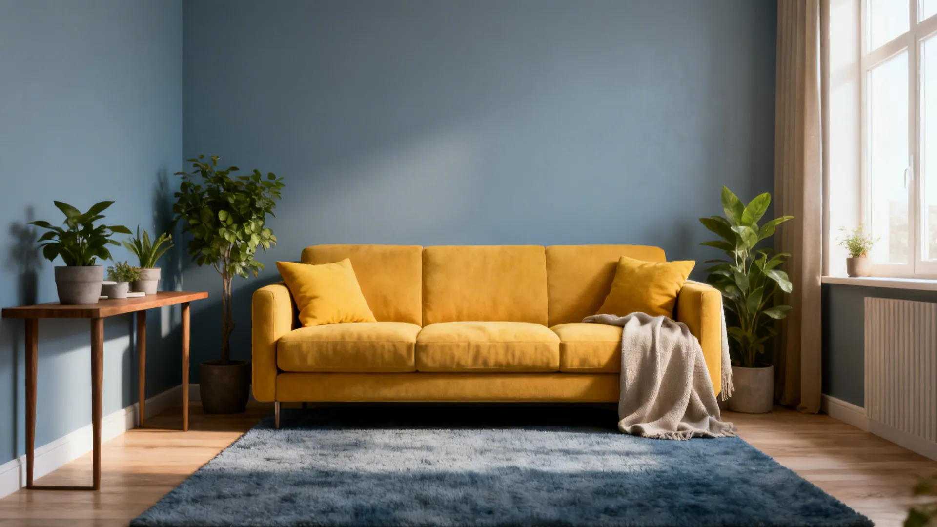 Blue-Gray & Yellow Living Room Ideas