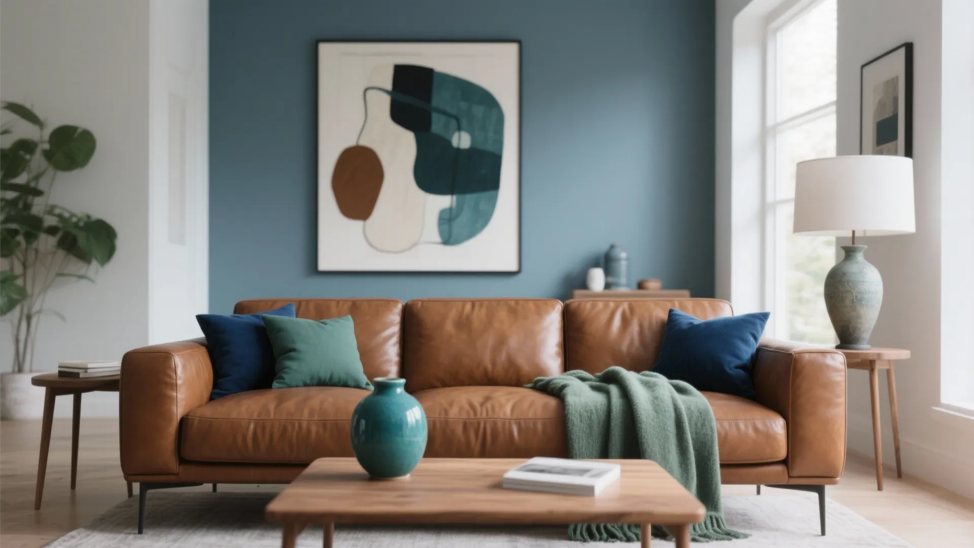 Blue and green accents to refresh brown