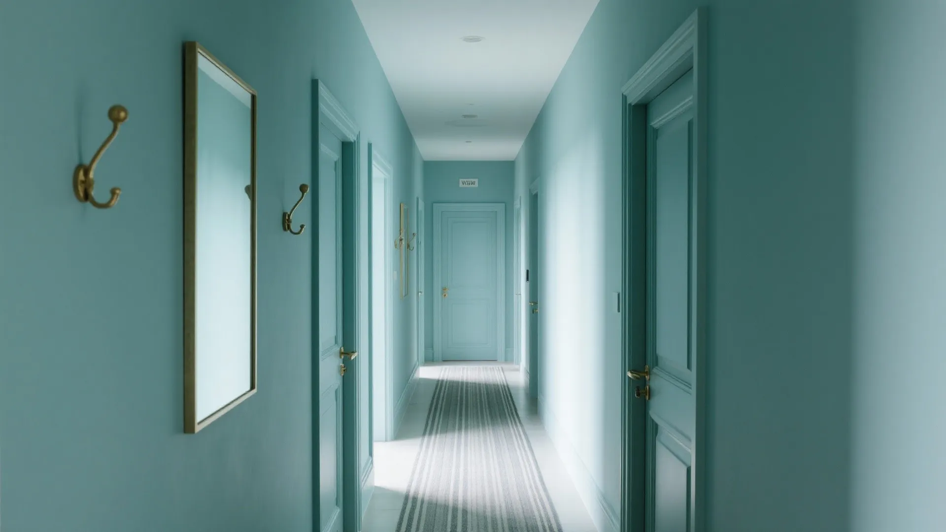 Color Drenching in Muted Blue-Green for a Cocoon Effect