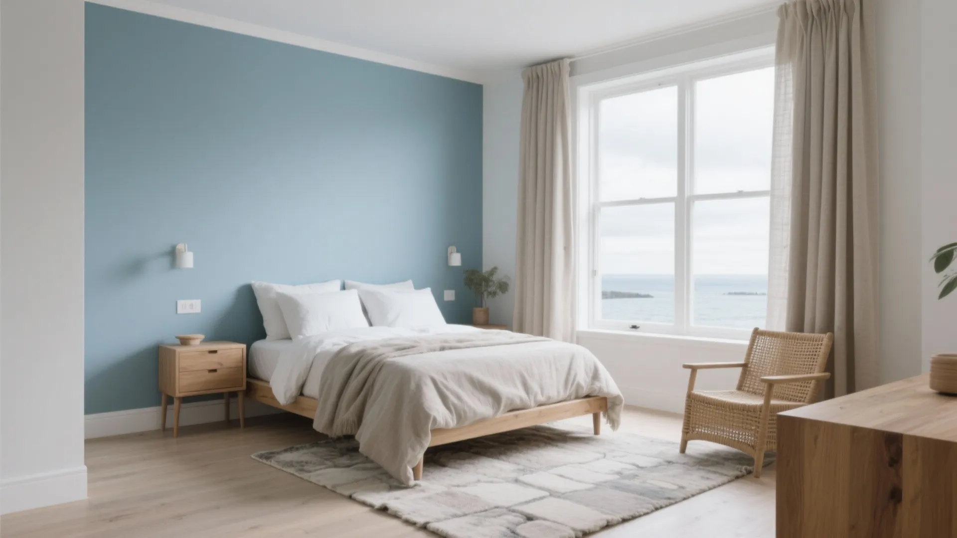 Powder Blue + Greige + Natural Wood (Coastal Quiet)