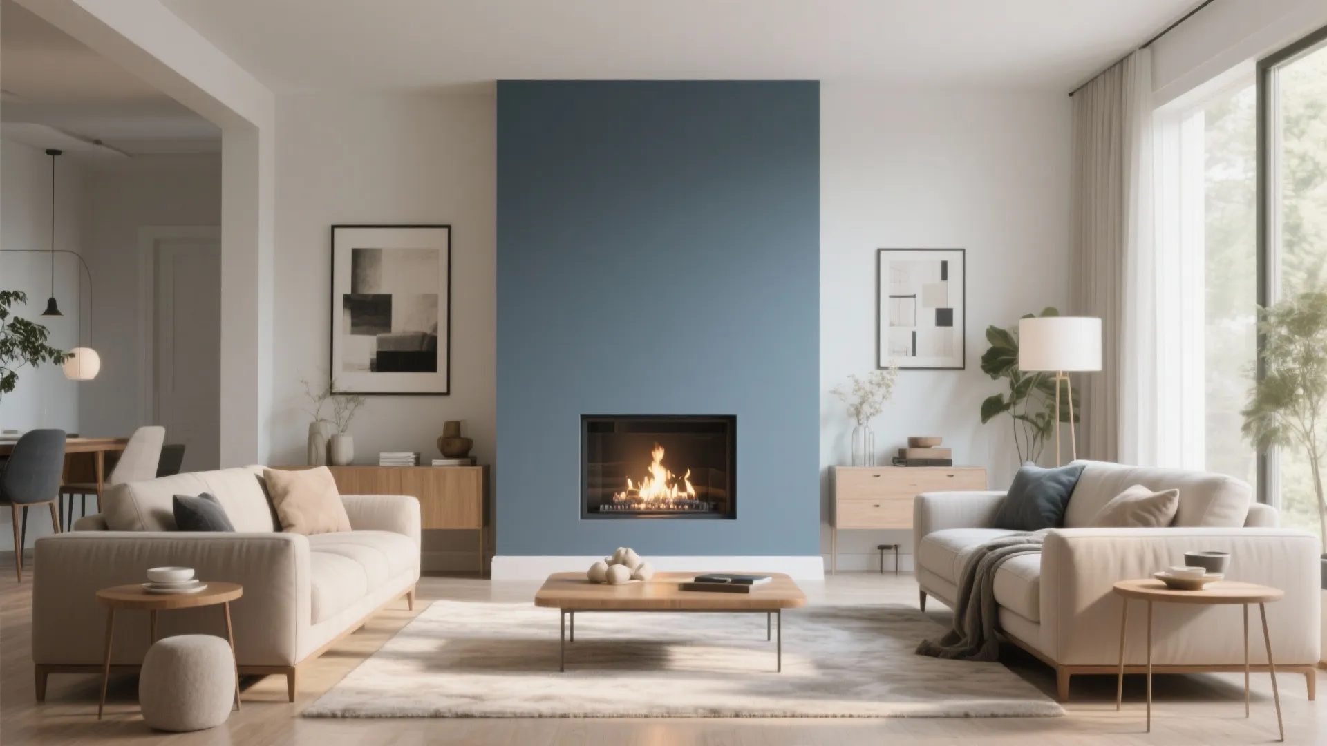 2. Blue-Grey Accent Wall