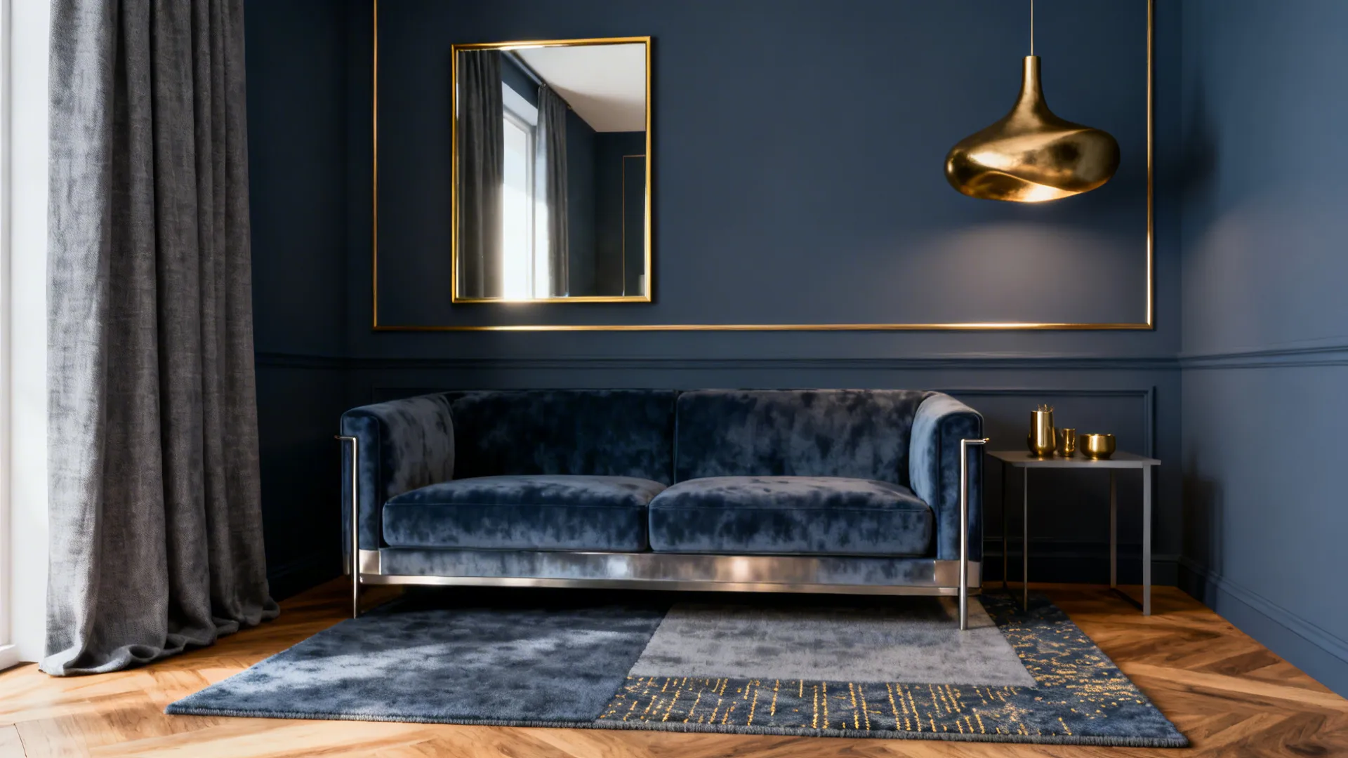 Blue Grey & Gold Living Room Ideas
