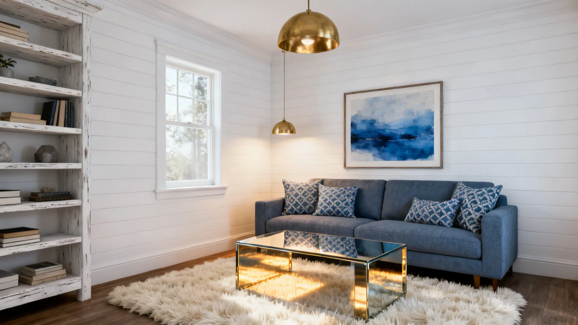 Blue Grey & White Living Room Ideas