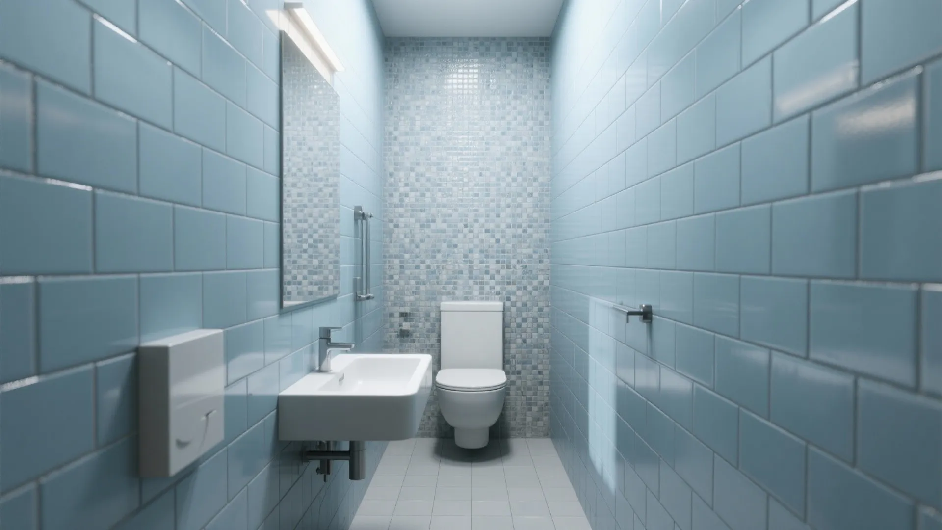2. Blue-grey subway tiles for a timeless feel