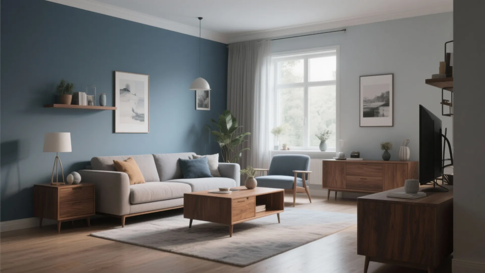10. Mixing Blue-Grey with Warm Woods