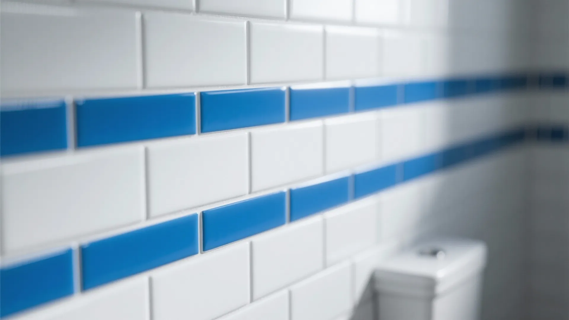 8. White Subway Tiles with Blue Grout