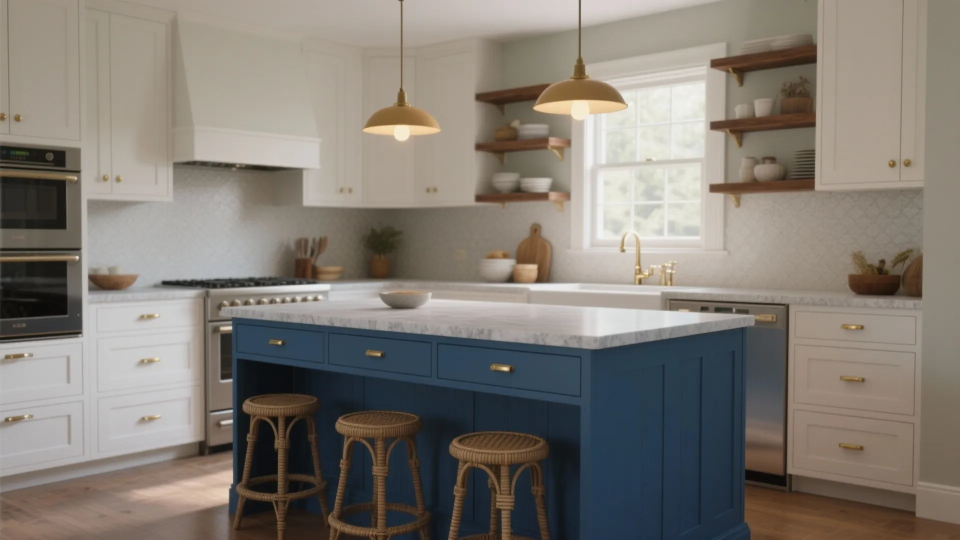 5 Bright Ideas for a White Kitchen with Blue Island: How I transformed cramped kitchens into airy, functional spaces with a white-and-blue palette