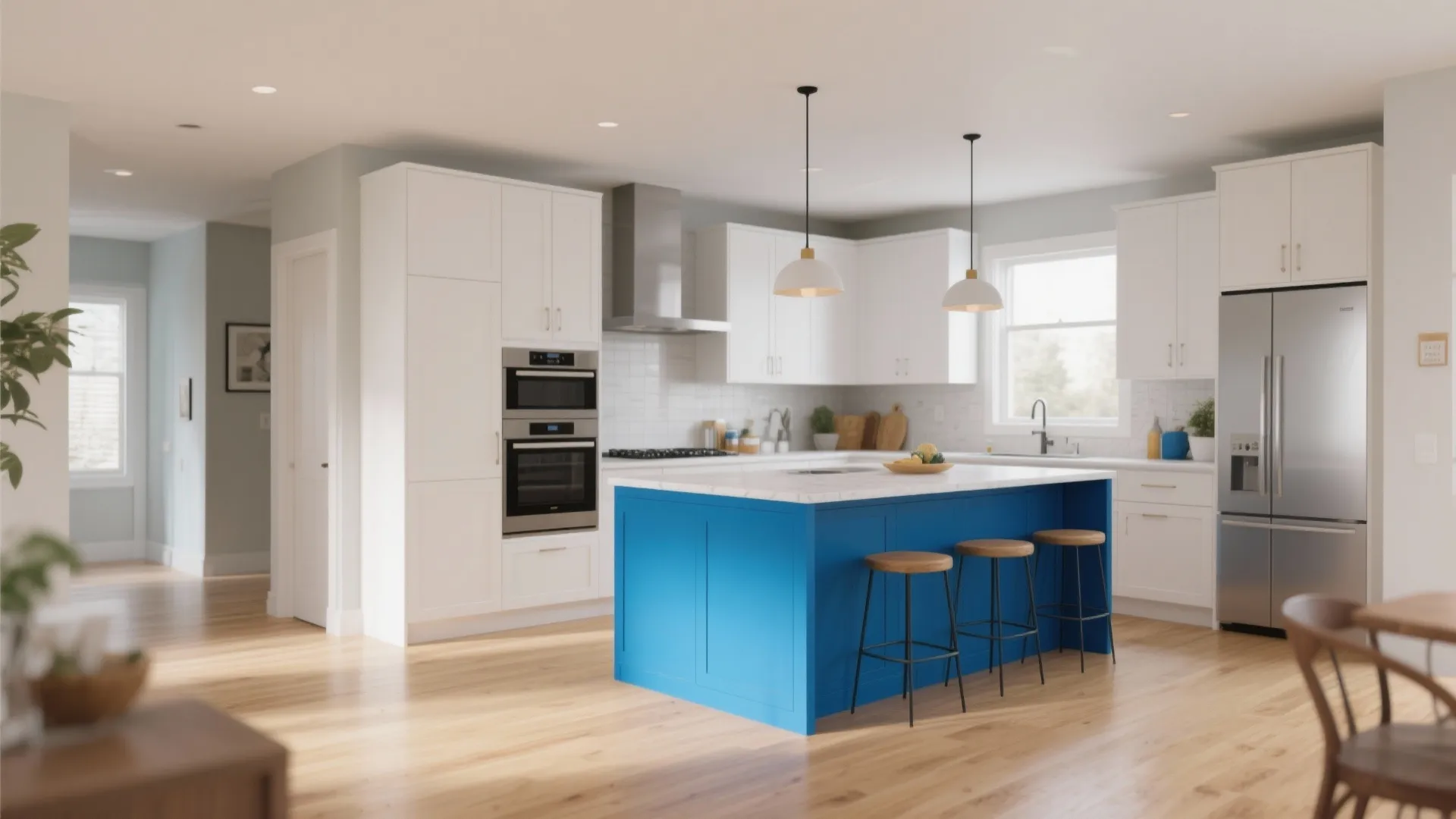 4. Blue Kitchen Island as a Statement Piece