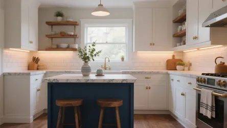 5 Inspiring Ideas for White Cabinets & Blue Island