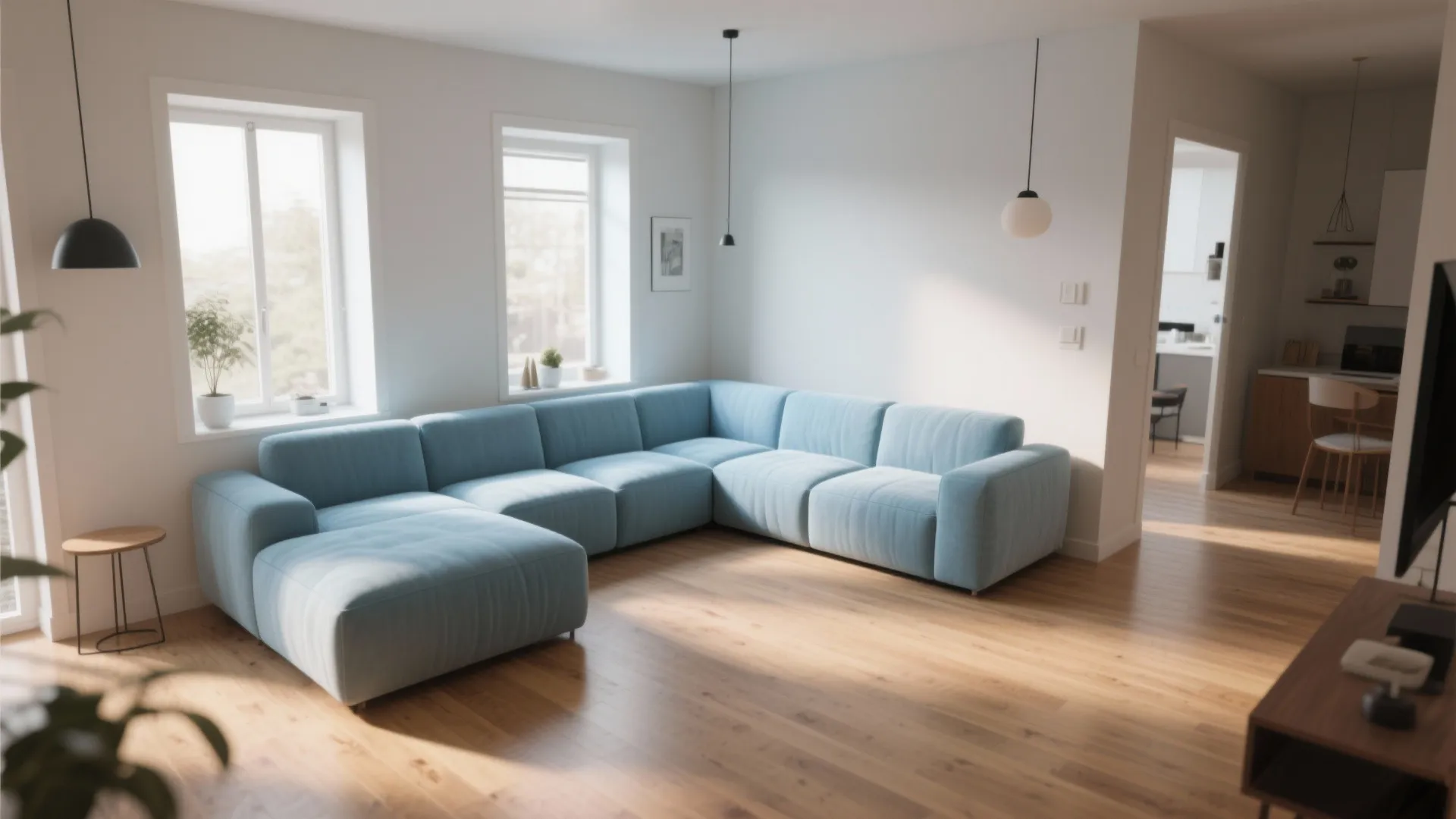 3. Blue Modular Sectional for Flexible Layouts