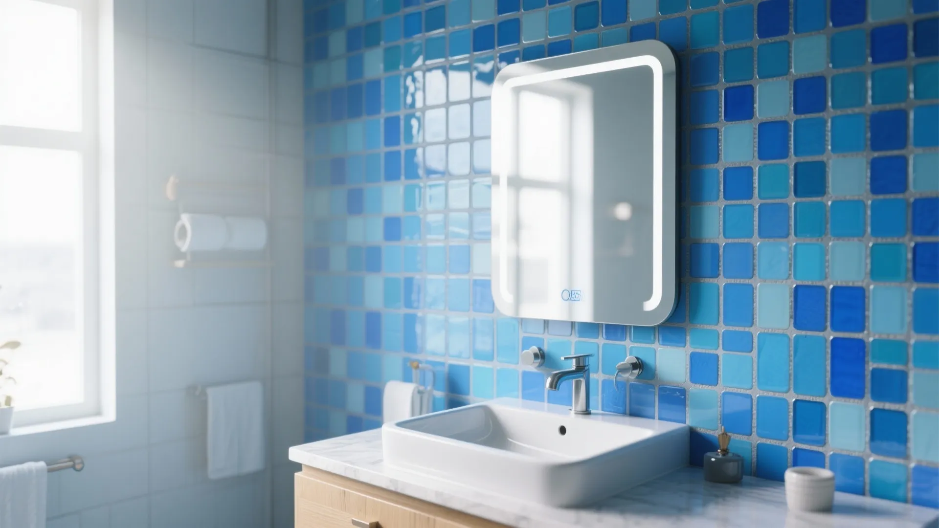 Tip 2: Blue Mosaic Feature Wall
