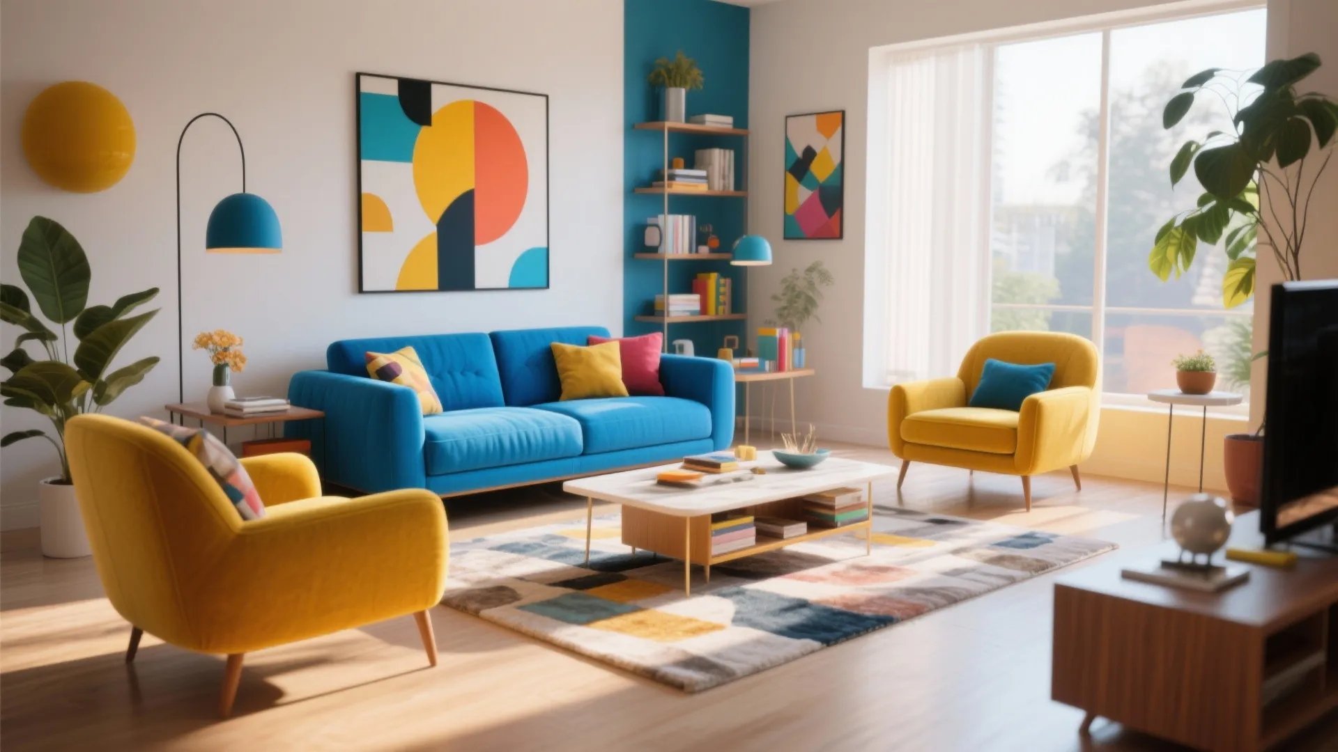 5. Bold Contrast with Mustard or Coral