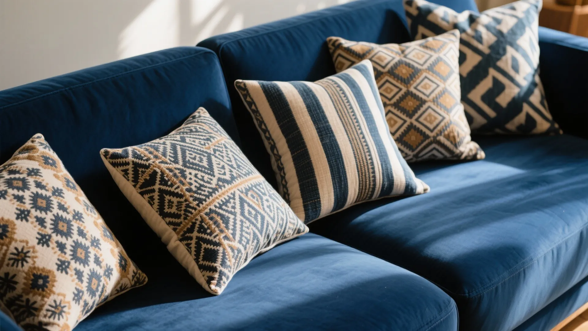 4. Blue + Pattern Accents