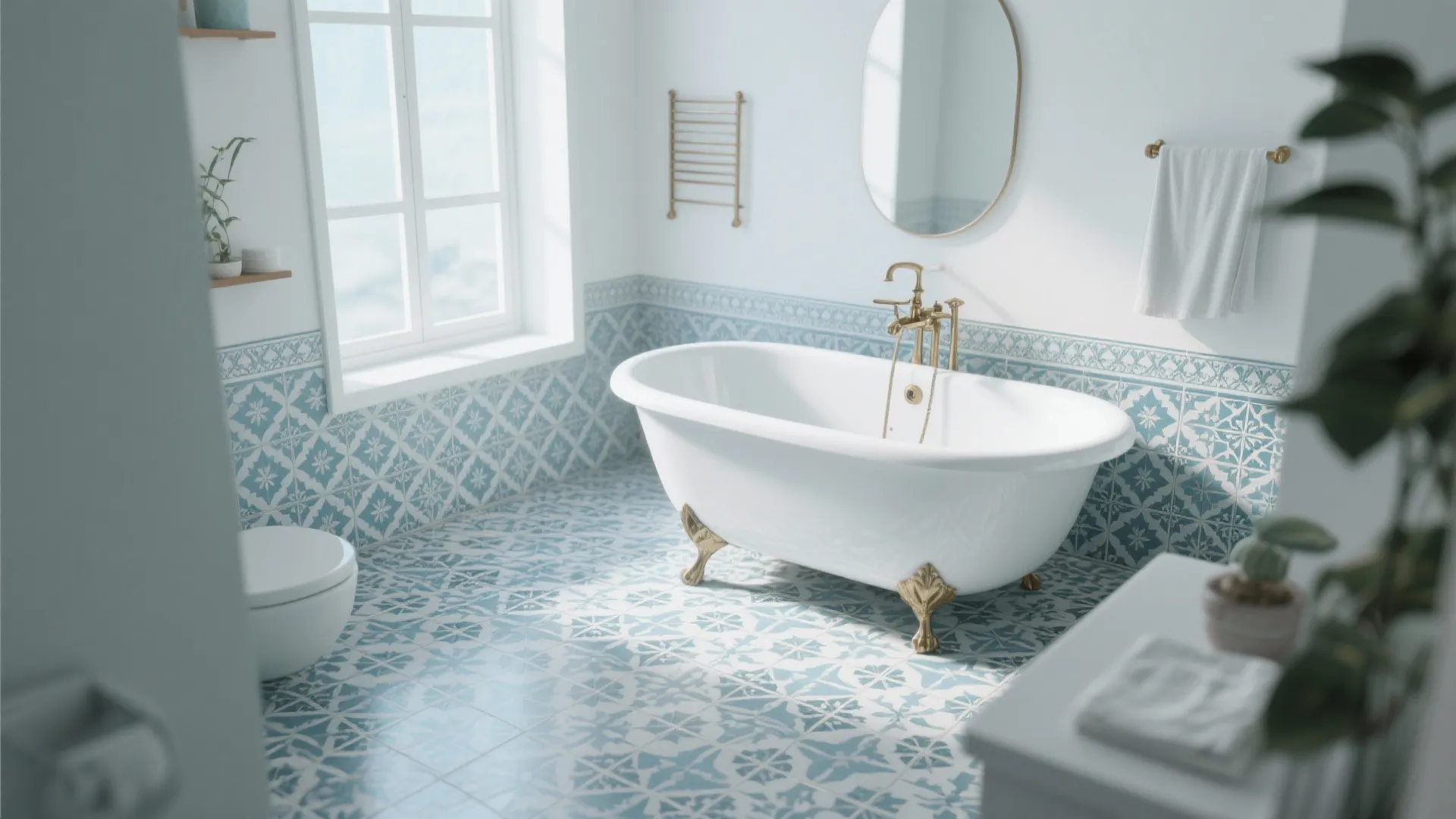 7. Blue Patterned Floor Tiles