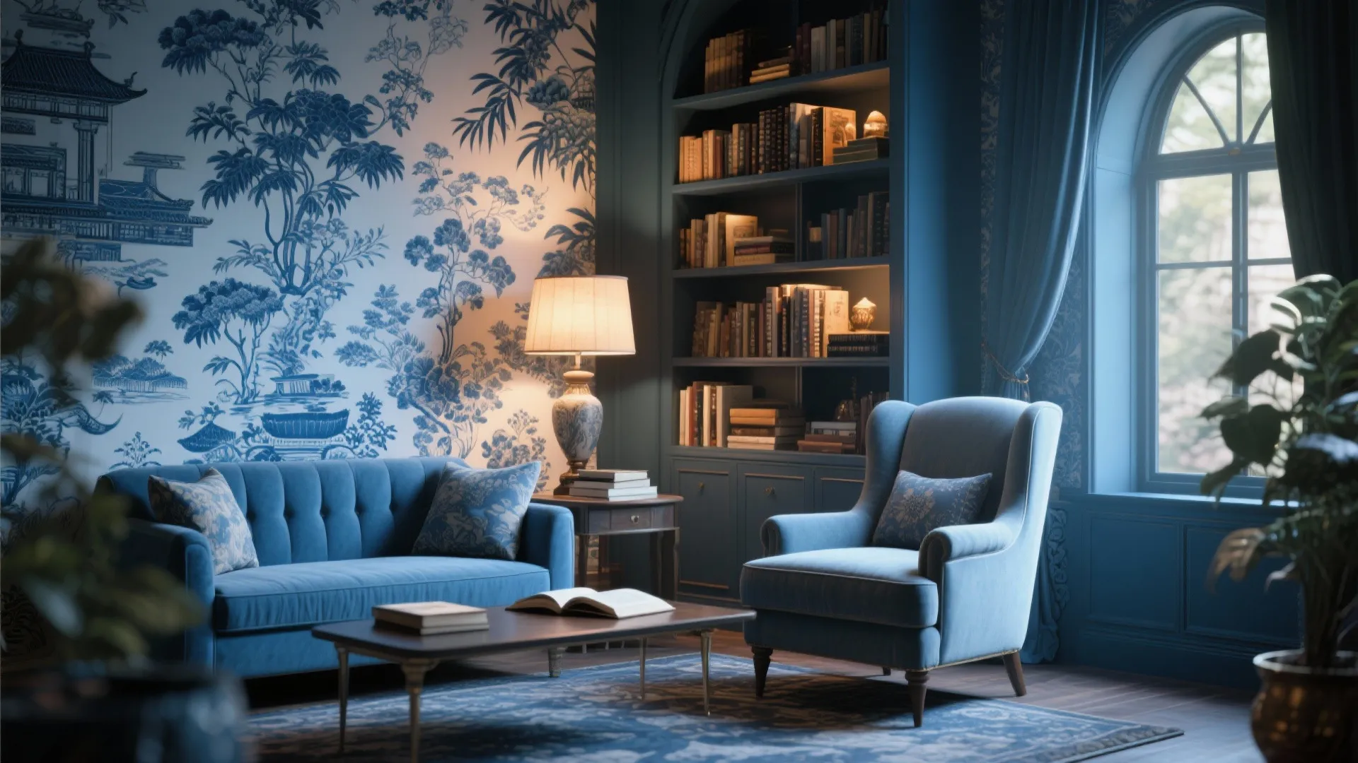 10. Blue Patterned Wallpaper