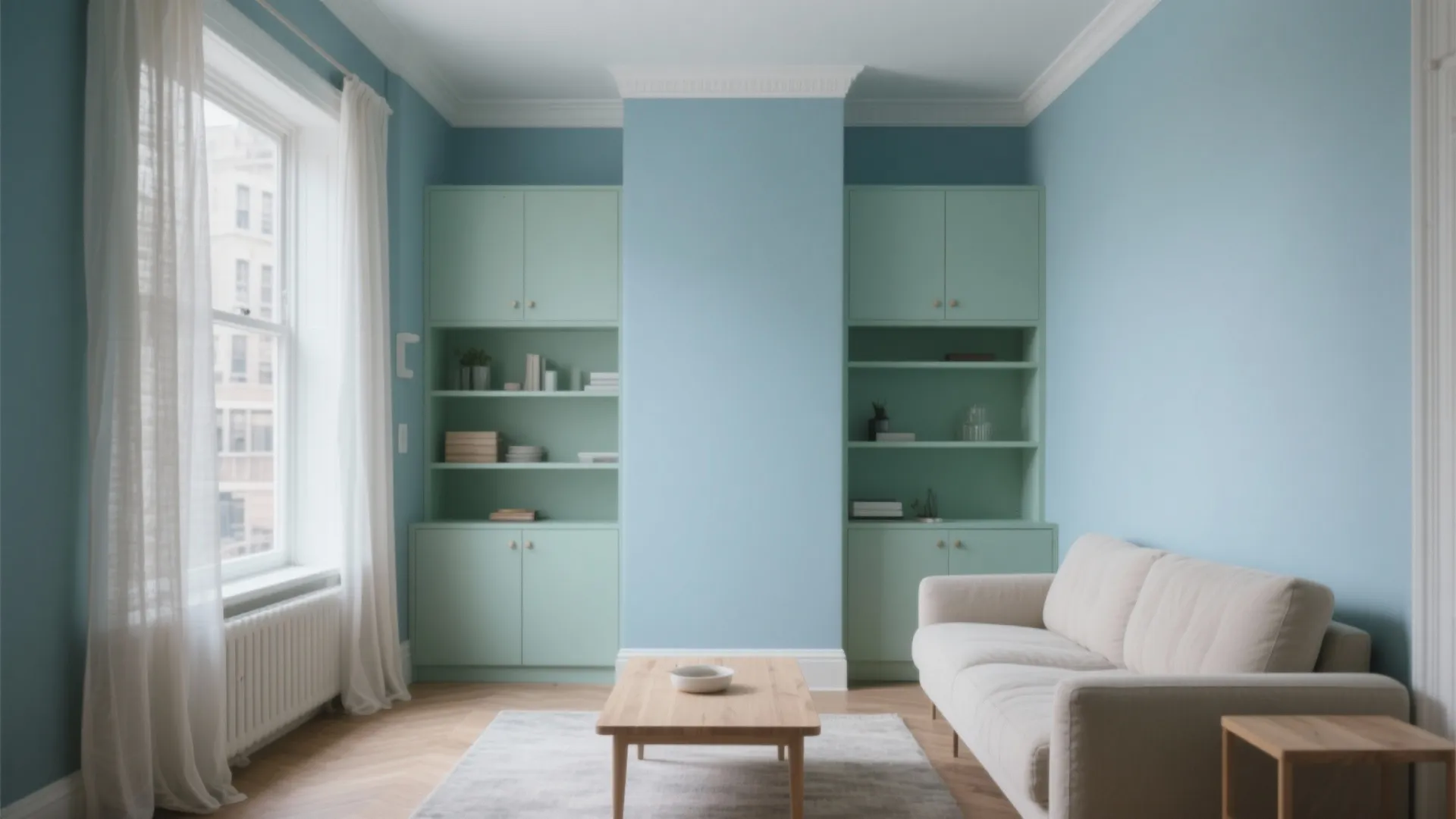 Misty Blue & Seafoam Green for Airy Living Rooms