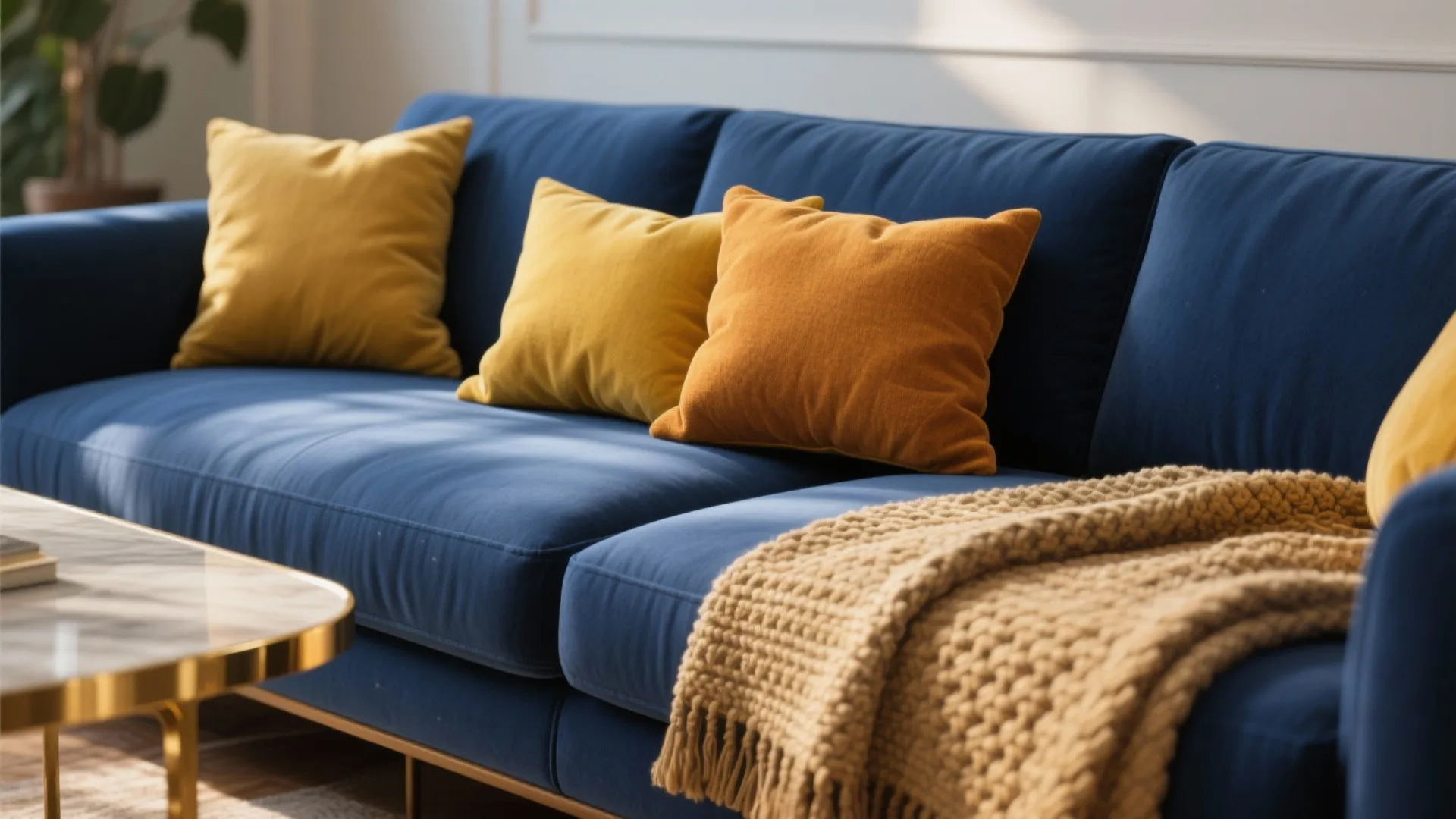 1. Anchor with a Blue Sofa, Accent with Yellow