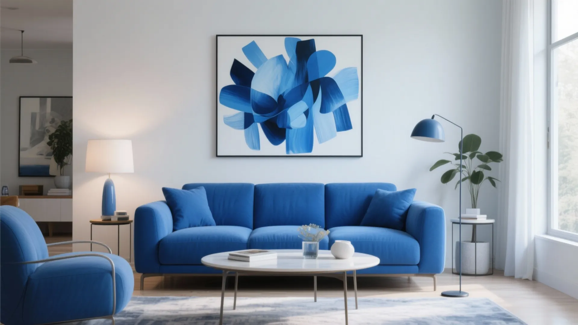 10. Blue Sofa with Artwork