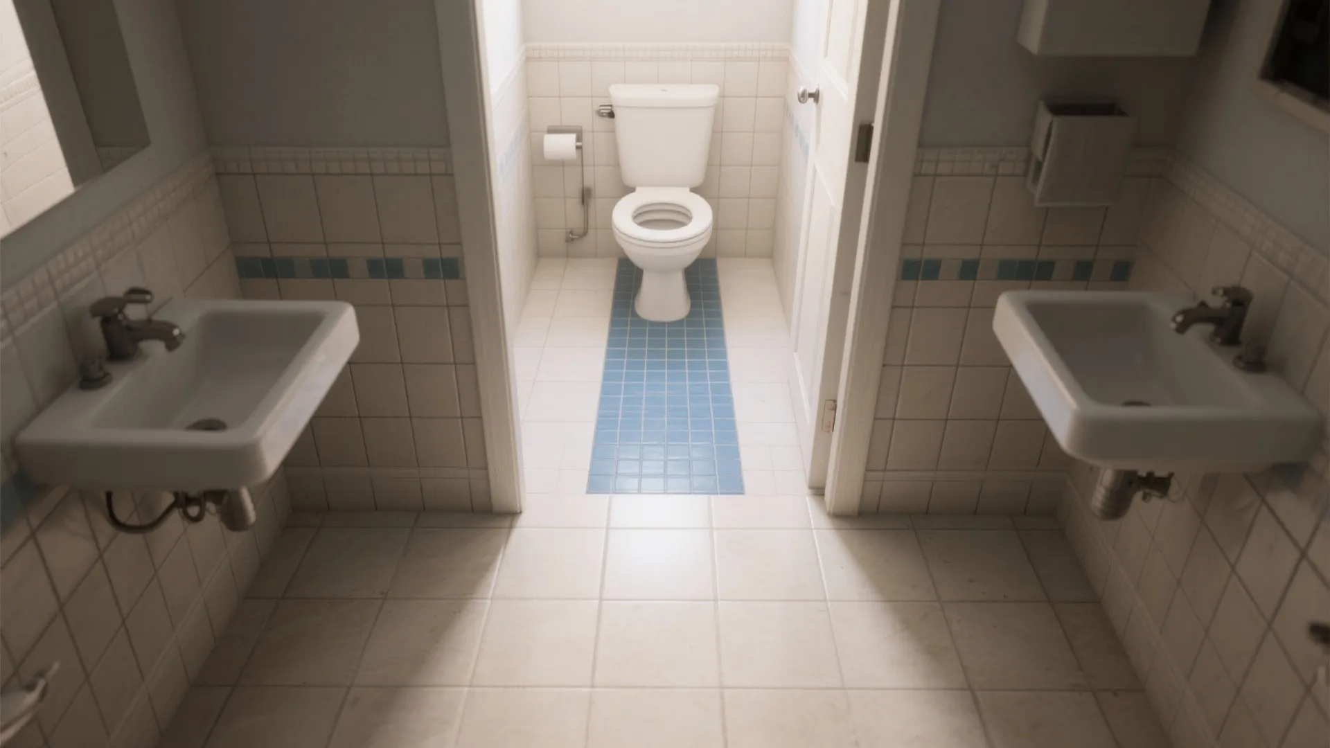 5. Mix-and-Match Blues with Neutral Large Format Tiles