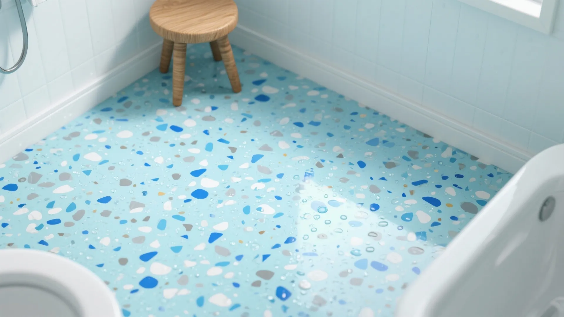 Powder‑Blue Terrazzo Flooring