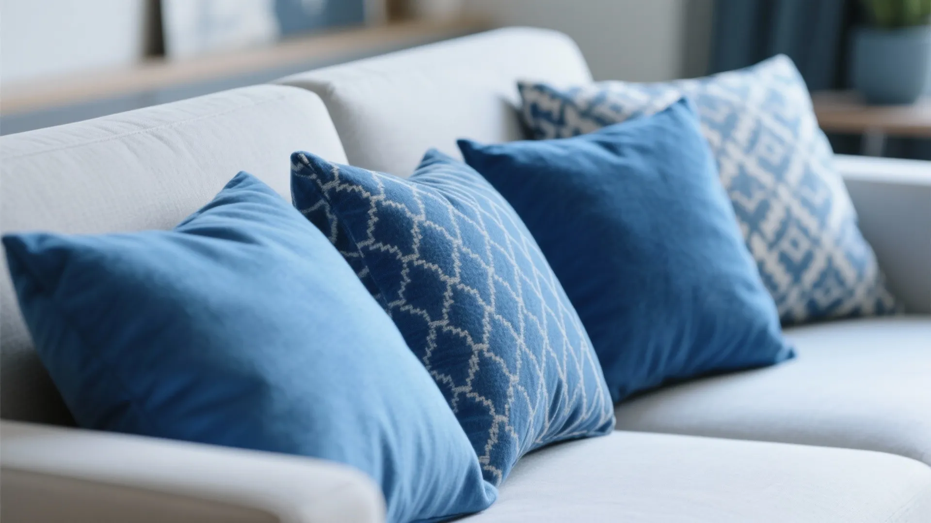 8. Blue Throw Pillows Mix