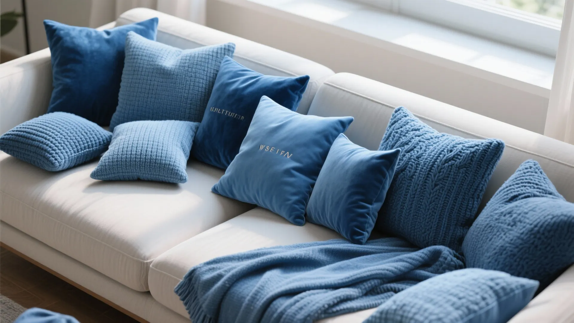 7. Blue Throw Pillows & Textiles