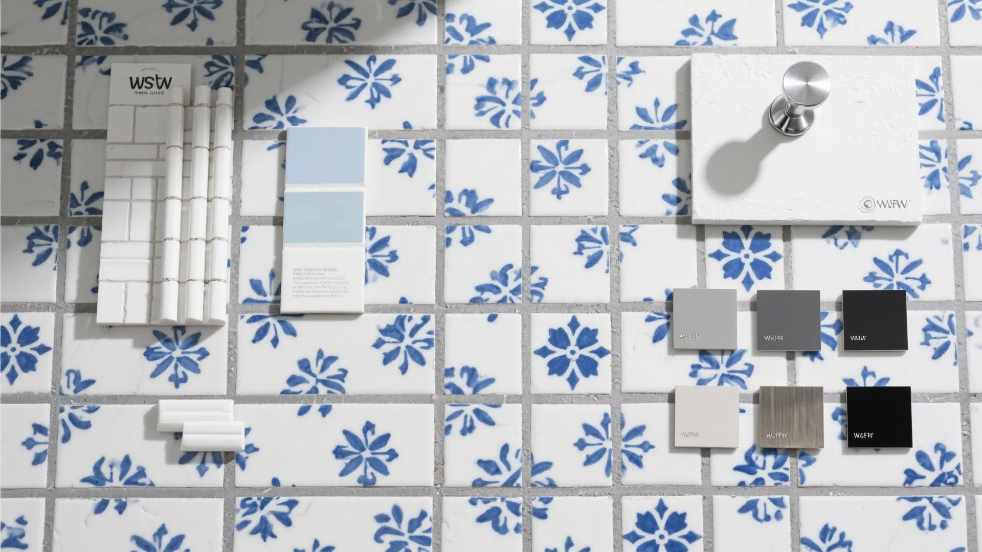 Blue-and-White Patterned Tile Statement