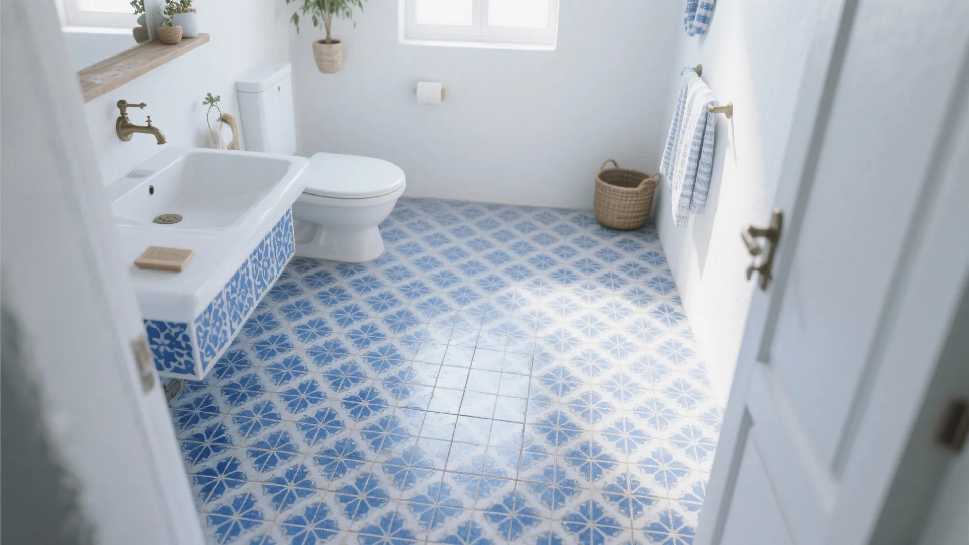 4. Blue Tile Flooring