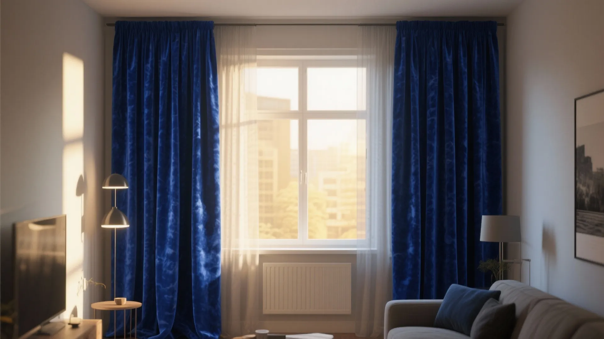 2. Floor-Grazing Velvet Drapes