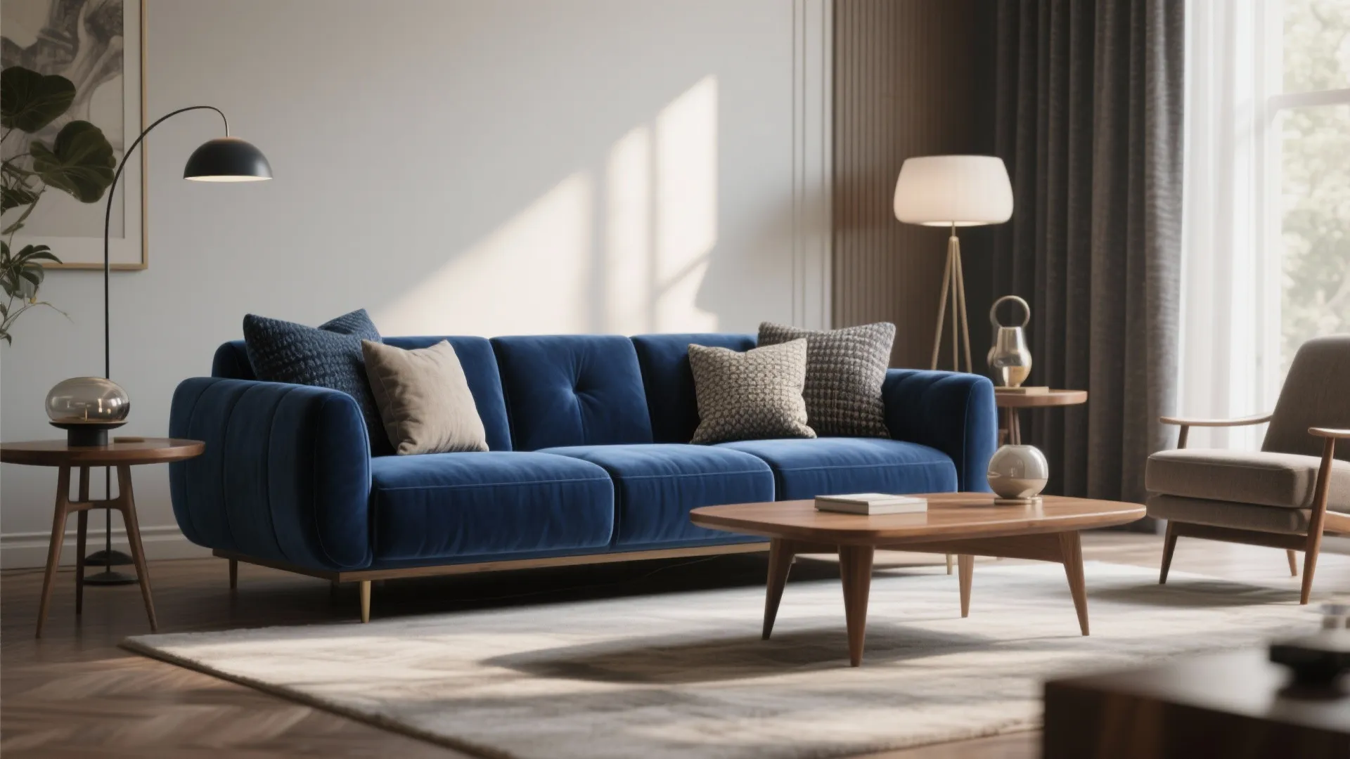 3. Blue Velvet Sofa