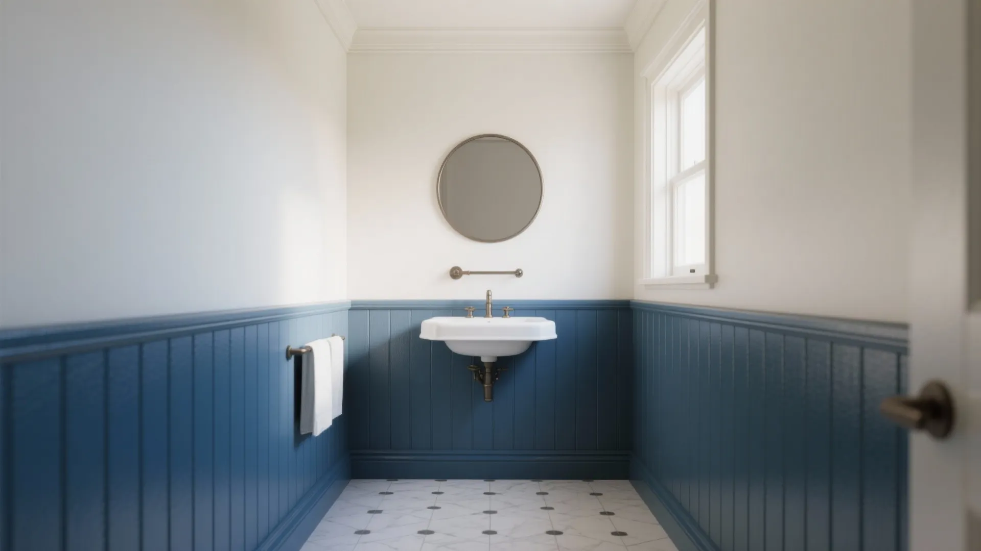 Two-Tone Wainscoting (Blue Below, Light Above)