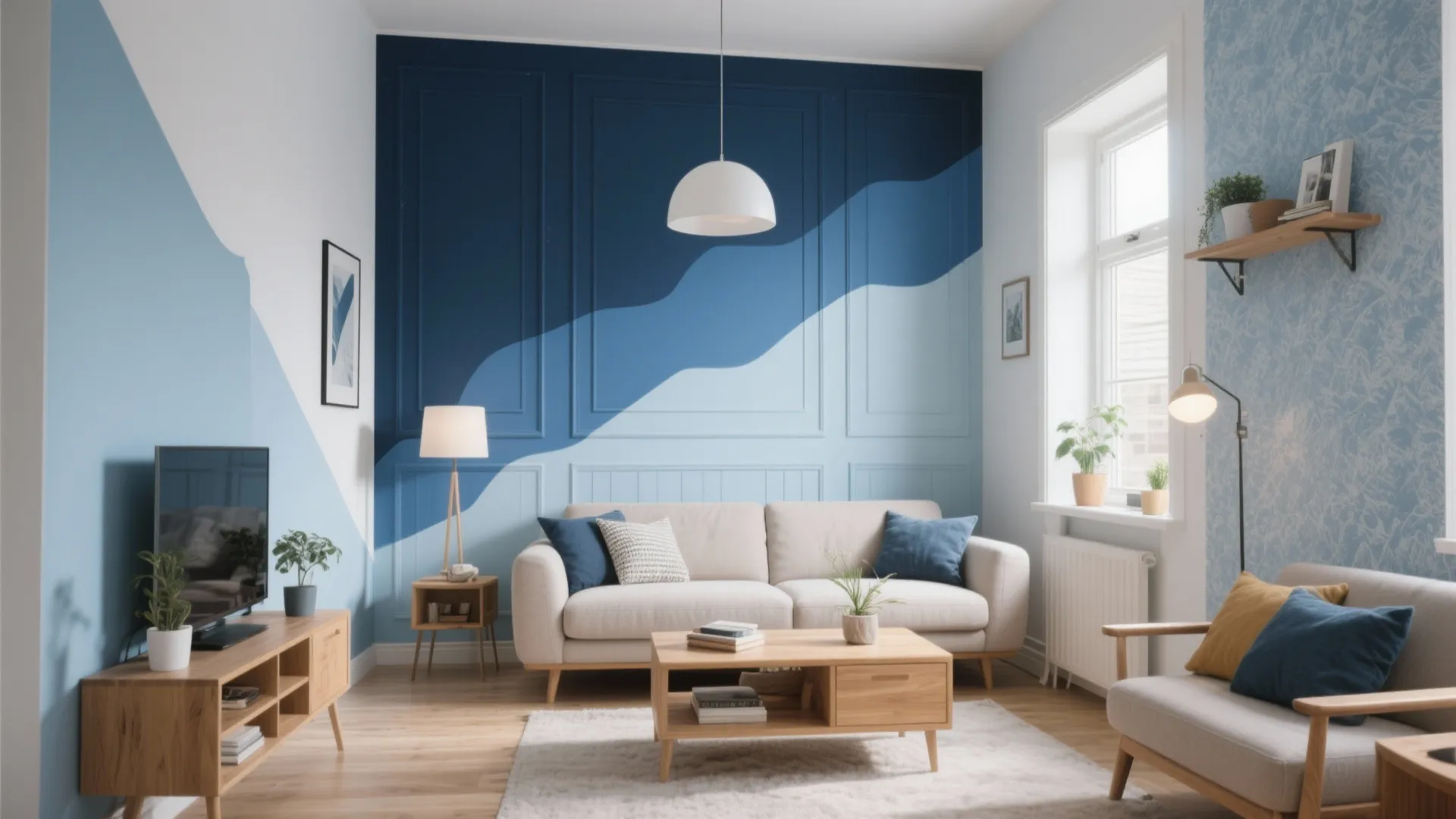 5 Simple Wall Painting Designs in Blue: Creative Blue Wall Design Ideas for Small Spaces