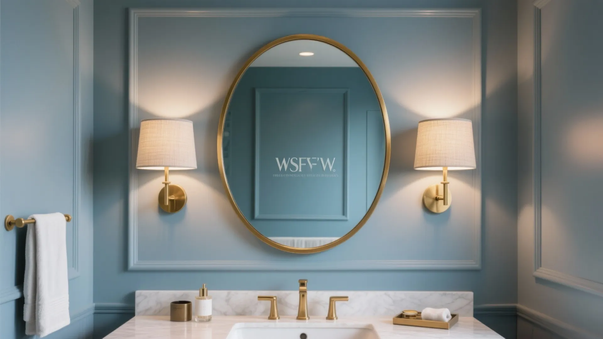 Blue Paint + Statement Mirror + Sconces