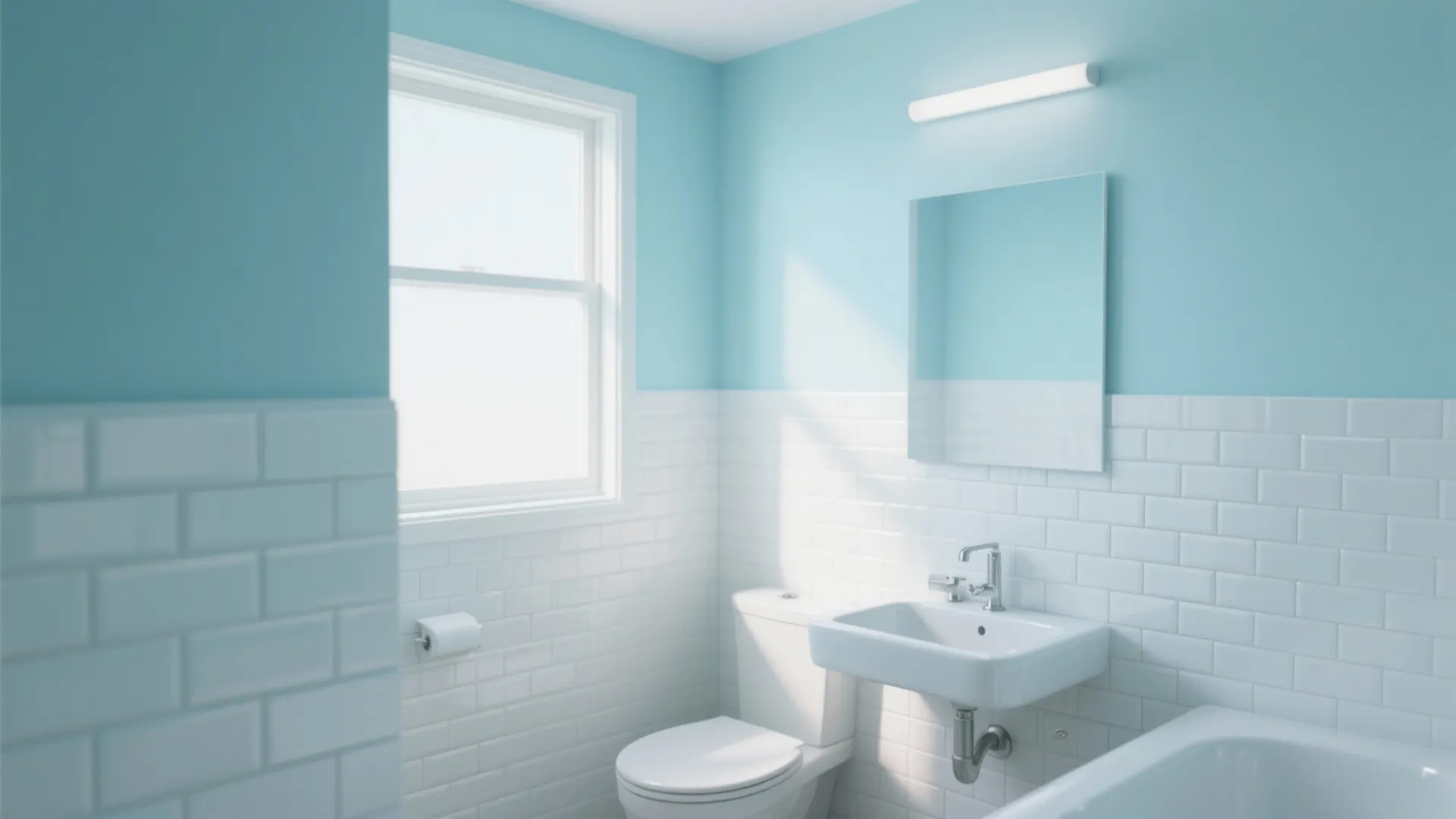 1. Pair Light Blue Walls with White Tile